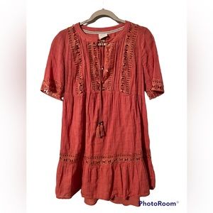 Boho dress in size M with cutout details and matching slip